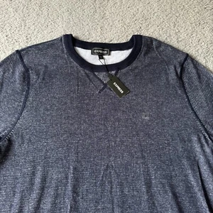 NEW Express Sweater Mens Large Blue Pullover Crew Holiday Outdoor Modern - Picture 1 of 9