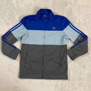 Boys Large (14-16) Adidas colorblock full zip lightweight sweatshirt Blue/grey - Picture 1 of 8