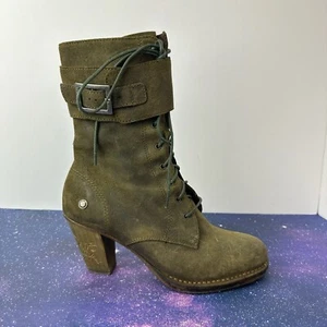 Neosens Women’s Green Heeled Leather Ankle Boots Made in Spain Size 39 Lace Up - Picture 1 of 20