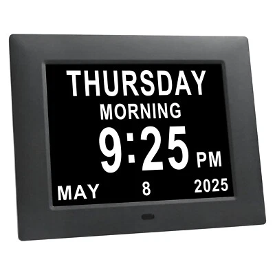 7" Large Digital Day Date Clock, Auto-Dimming, 8 Alarms, Dementia Aid - Image 1 of 4