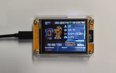 Bitcoin NexGen NM Miner ESP, 1005kH/s - 2,8" Smart Touch Display mit Gehäuse - Bild 1 von 2