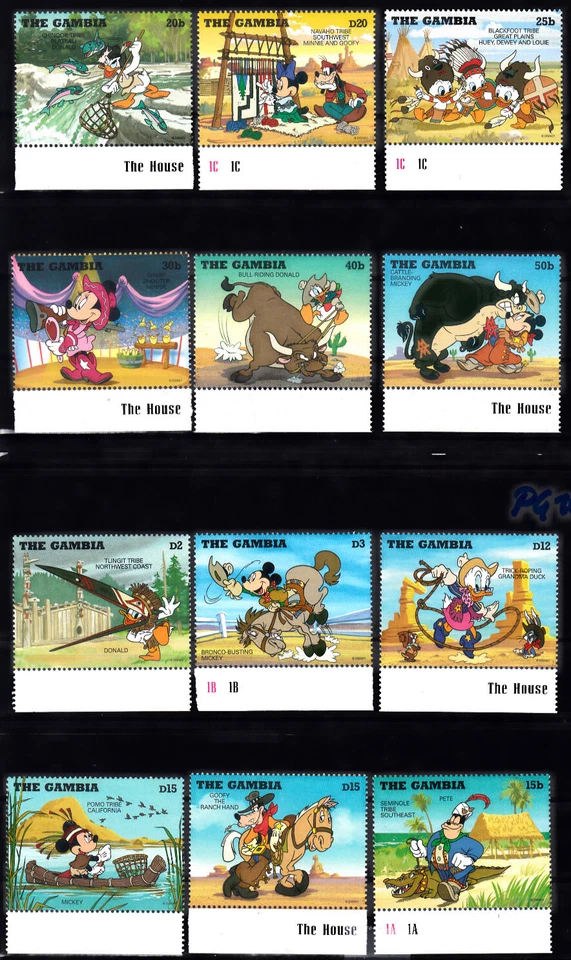 GAMBIA – 1995 “DISNEY – COWBOYS & INDIANS” 12v set (MUH) - image 1 of 1