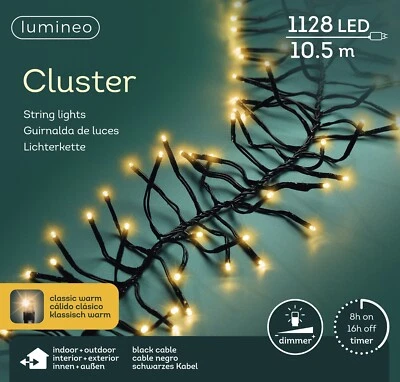 Lumineo Lichterkette Cluster 1128 LED 10,5 m klassisch warm, schwarzes Kabel - Bild 1 von 4