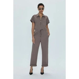 Pistola Jordan Gray Short Sleeves Roll Tab Drawstring Zip-Up Jumpsuit Size XXL - Picture 1 of 11