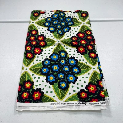westminster fabric blue red floral quilting cotton early birds 43x79 2 yards - Image 1 of 4