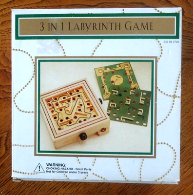Wood Labyrinth Maze Game, 2 Steel Balls, Wood Knobs, 60 points, 3 Game Boards - Image 1 of 4