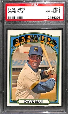 1972 TOPPS #549 DAVE MAY PSA 8 NM-MT 12486305  - Image 1 of 3