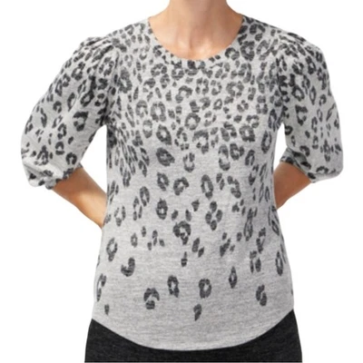Top tejido manga 3/4 leopardo estampado animal gris Chico para mujer talla XXL 20 USADO EN EXCELENTE ESTADO Foto 1 de 4
