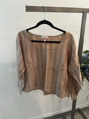 Krista Larson Silk Stripe Long Sleeve Blouse OS (item 11.8) - Изображение 1 из 4