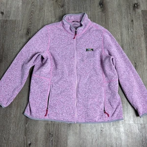 L. L. Bean Sweater Fleece Full Zip Jacket Pink Zip Pockets 502482 Women’s 2X - Picture 1 of 14