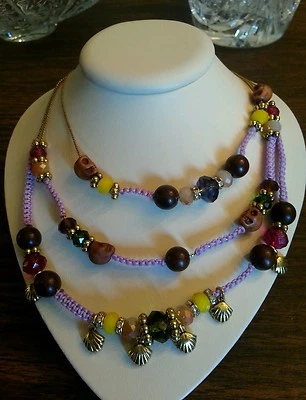 Betsey Johnson beads necklace gold tone with the shells - Image 1 of 3