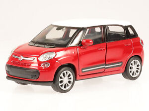 Fiat 500L 500 L Minivan red roof white diecast model car 43658 Welly 1:37