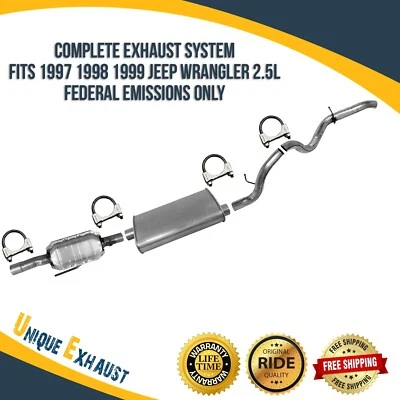 Complete Exhaust System Fits 1997-1999 Jeep Wrangler 2.5L Federal Emissions Only - Image 1 of 4