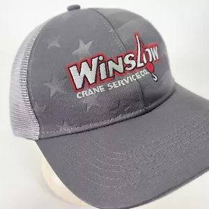 Mütze Kappe Winslow Crane Service Co amerikanische Flagge Sterne Druckknopflasche Trucker grau - Bild 1 von 7