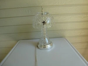 Vintage Lead Crystal Boudoir Lamp Heavy Cut Glass Vanity Accent Nightlite - Picture 1 of 9