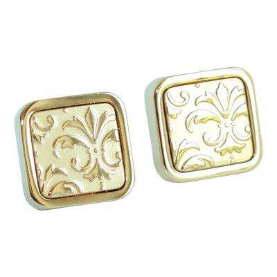 Gold Farbiger Rechteckige Muster Manschettenknöpfe - Bild 1 von 3