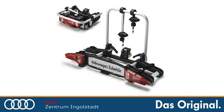 VW Fahrradträger "Premium" für 2 Fahrräder, faltbar, auch für Audi,SEAT, & SKODA - Bild 1 von 1