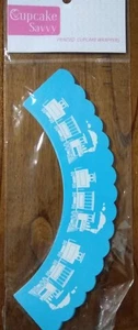 12x train blue Cupcake Toppers & Wrappers Birthday Party Cake Lolly Baby Shower - Picture 1 of 3