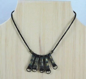 Antiguo Primitivo Collar Tribal Wodaabe Africano Cuero Latón - Imagen 1 de 9