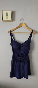 Liz Claboine Swimsuit Color Blue Size 8 One Piece Covege Full Good Condition  - Picture 1 of 6