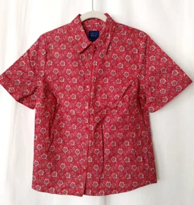Charter Club Golf Ladies Button Up Blouse Shirt Short Slv Red Floral Sz 8 #15575 - Picture 1 of 4