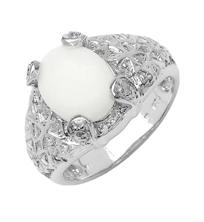 Anillo de oro blanco de 14k sobre topacio ópalo blanco cóctel talla 6,5 usado  Foto 1 de 1