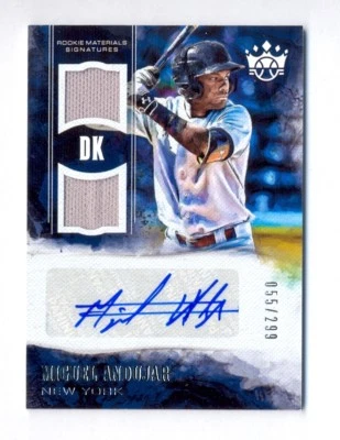 MIGUEL ANDUJAR 2018 DIAMOND KINGS DUAL JERSEY AUTO ROOKIE RC #55/299 YANKEES  - Image 1 of 2