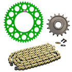New Kx Kxf 125 250 450 500 87-24 Renthal R1 Gold Chain And Green Sprocket Kit