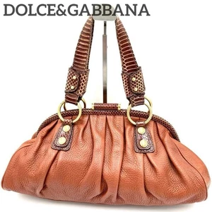 Dolce & Gabbana Hand Bag Tote Purse Brown Authentic Leather JAPAN - Picture 1 of 9
