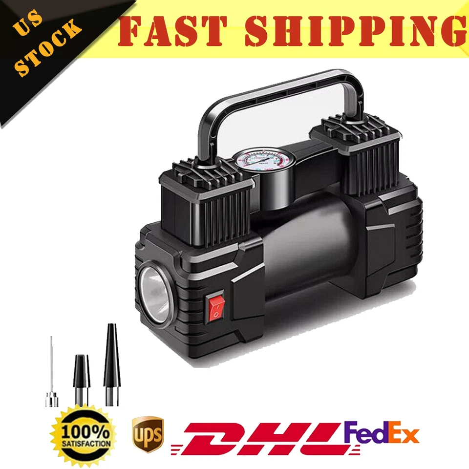 Portable Heavy Duty Air Compressor Car Tire Inflator Electric Pump Auto With 12V