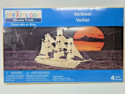 Creatology Wooden Puzzle 4 Sheets Sailboat Voilier 3D Woodcraft Art - Image 1 of 3