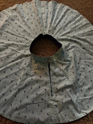 Винтажная юбка 50-х Xs 23 дюйма талия полный круг короткая юбка металлический молнии синий клубника - Изображение 1 из 3