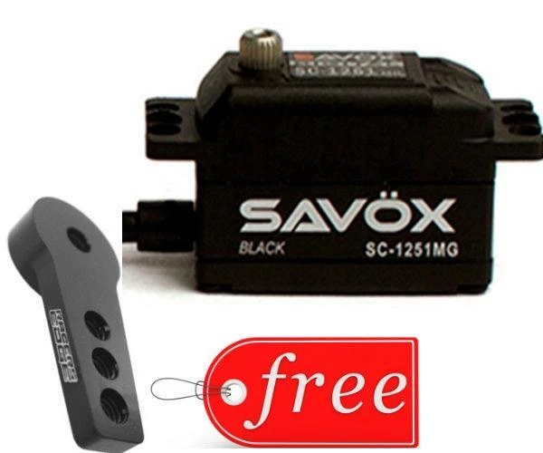 Servo digital de bajo perfil Savox SC1251MG-BE edición negra + bocina de aluminio GRATIS Foto 1 de 2