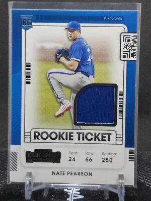 2021 Panini Contenders Baseball Nate Pearson Materials Relic Blue Jays RC - Image 1 of 2