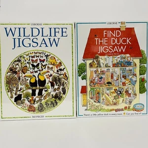2- Usborne Wildlife 360 Pc/Find The Duck Jigsaw 24 Large Pc Puzzle Vintage 1994 - Picture 1 of 6