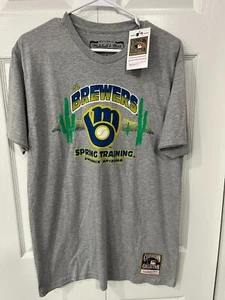 Milwaukee Brewers T-Shirt Spring Training Mitchell & Ness Large Gray T Shirt NWT - Picture 1 of 4