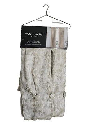 ¡NUEVO! Tahari Paneles Cortina Pellizco Pliegues Botón 26" x 96" Juego de 2 Multicolor Foto 1 de 4