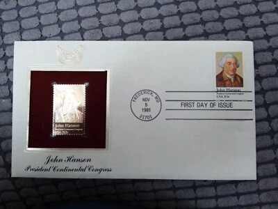 USA FIRST DAY COVER 1981 JOHN HANSON, PRESIDENT CONTIOENTAL CONGRESS GOLD STAMP - Image 1 of 4