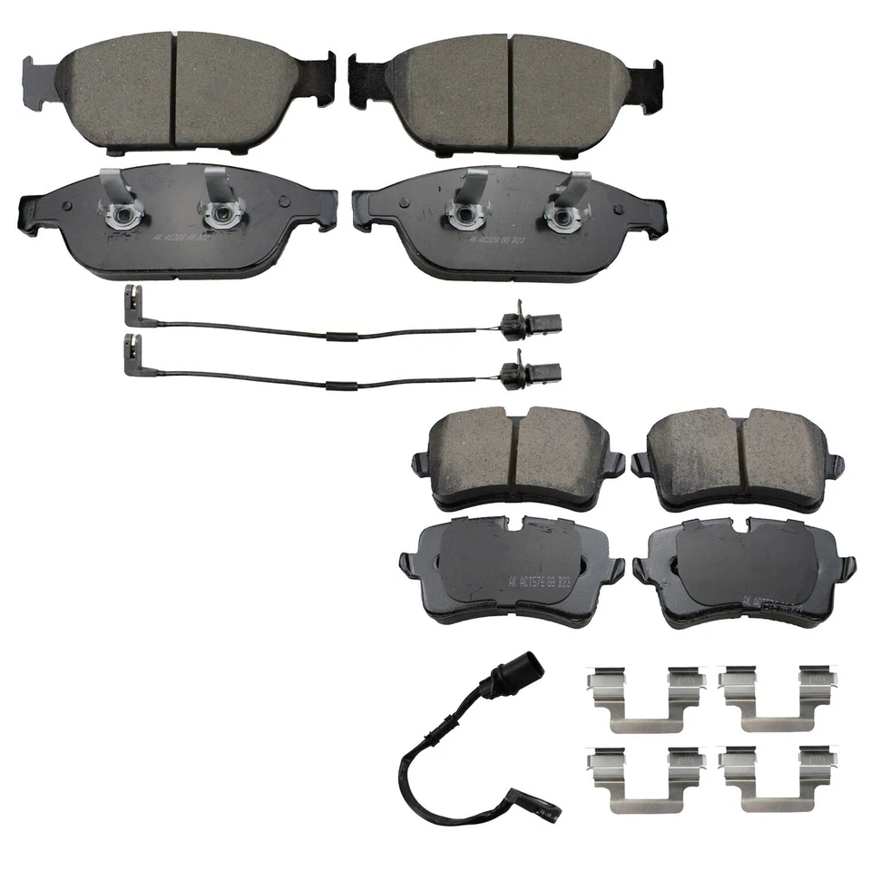 Akebono Euro Front Rear Ceramic Brake Pad and Sensors Kit For Audi A6 A7 Quattro - Image 1 of 1