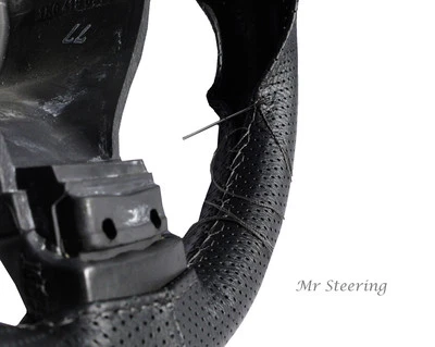 Para Rover Cityrover Negro Cuero Perforado Volante Cubierta Gris Pegatina - Imagen 1 de 4