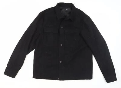 H&M Men's Black Wool Blend Jacket, Size M, Casual Wear - Image 1 of 4