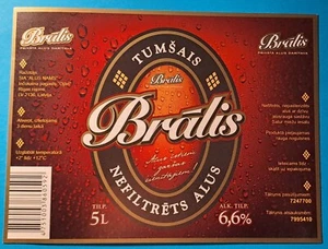 Latvia, Lettland   bruder DARK UNFILTERED BEER beer label mint 5 litr 6,6 % - Picture 1 of 1