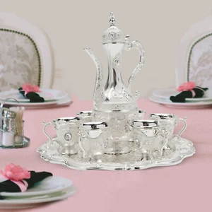 Juego de té vintage juego de café turco decoración con olla 6 tazas boda cumpleaños hogar conjunto - Imagen 1 de 18
