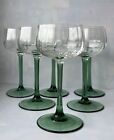 6 alte Weingläser Weinglas mit grünem Fuß Kuppa Gewellt Art Deco