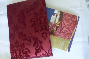 Holiday Time Flocked Satin Tablecloth 60'' x 102'' Oblong RED NEW - Picture 1 of 2
