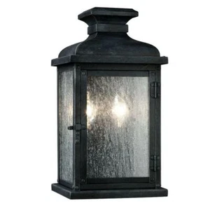 Murray Feiss - Pediment 2 Light Dark Weathered Zinc Outdoor Sconce OL11100DWZ - Picture 1 of 6