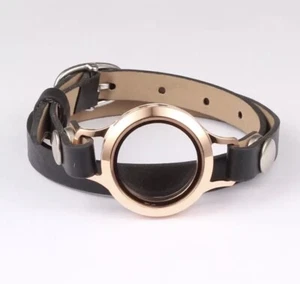 Doppelarmband 25 mm Edelstahl Rosegold Memory Medaillon Lederarmband - Bild 1 von 4