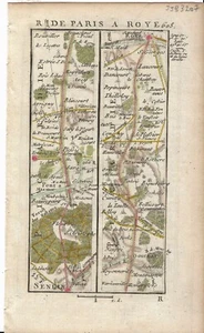 Antique map, Road: Senlis to Roye. 1774, Guide Royal par L Denis - Picture 1 of 1