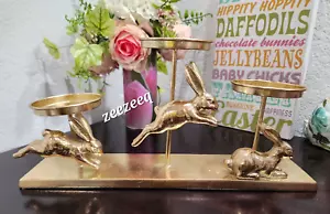 Easter Gold Bunny Rabbit Pillar Candle Holder Tabeltop Decor NEW - Picture 1 of 5