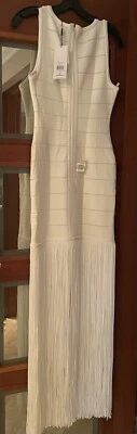 Vestido Herve Leger Vendaje Noche Blanco Largo Pequeño Nuevo con Etiquetas Foto 1 de 2